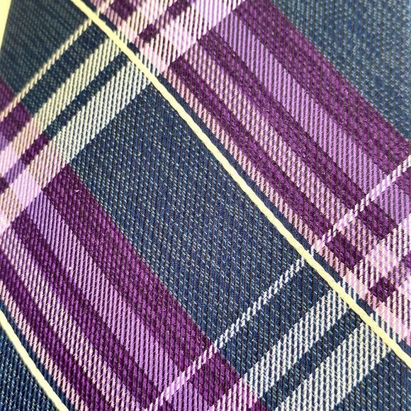 Pronto Uomo platinum Mens wearhouse lavender purple white denim blue plaid Xlong - Picture 3 of 7